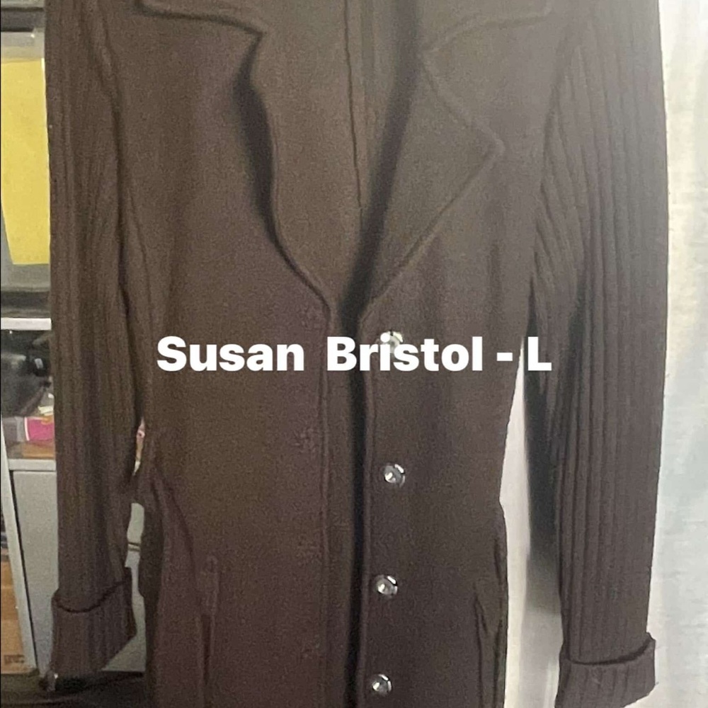 Susan Bristol Dark Brown Wool Trench Coat